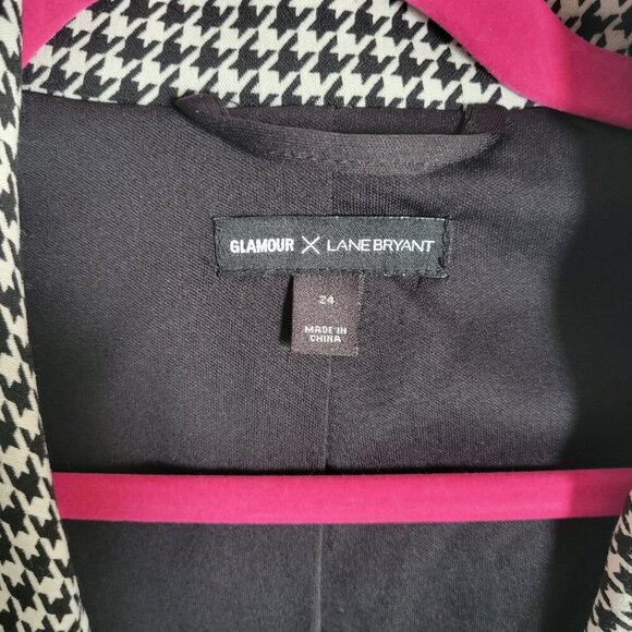 Glamour Z Lane Bryant Women's Black/White Houndstooth Jacket Blazer (Size: 24) - Picture 2 of 16